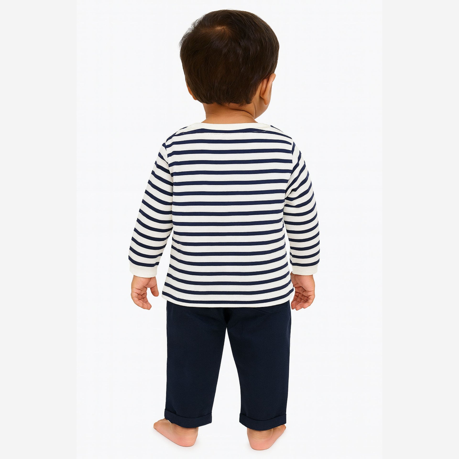 Ollypop “ROAR!” Striped Top & Solid Pants Set for Baby Boys (3–24 Months)