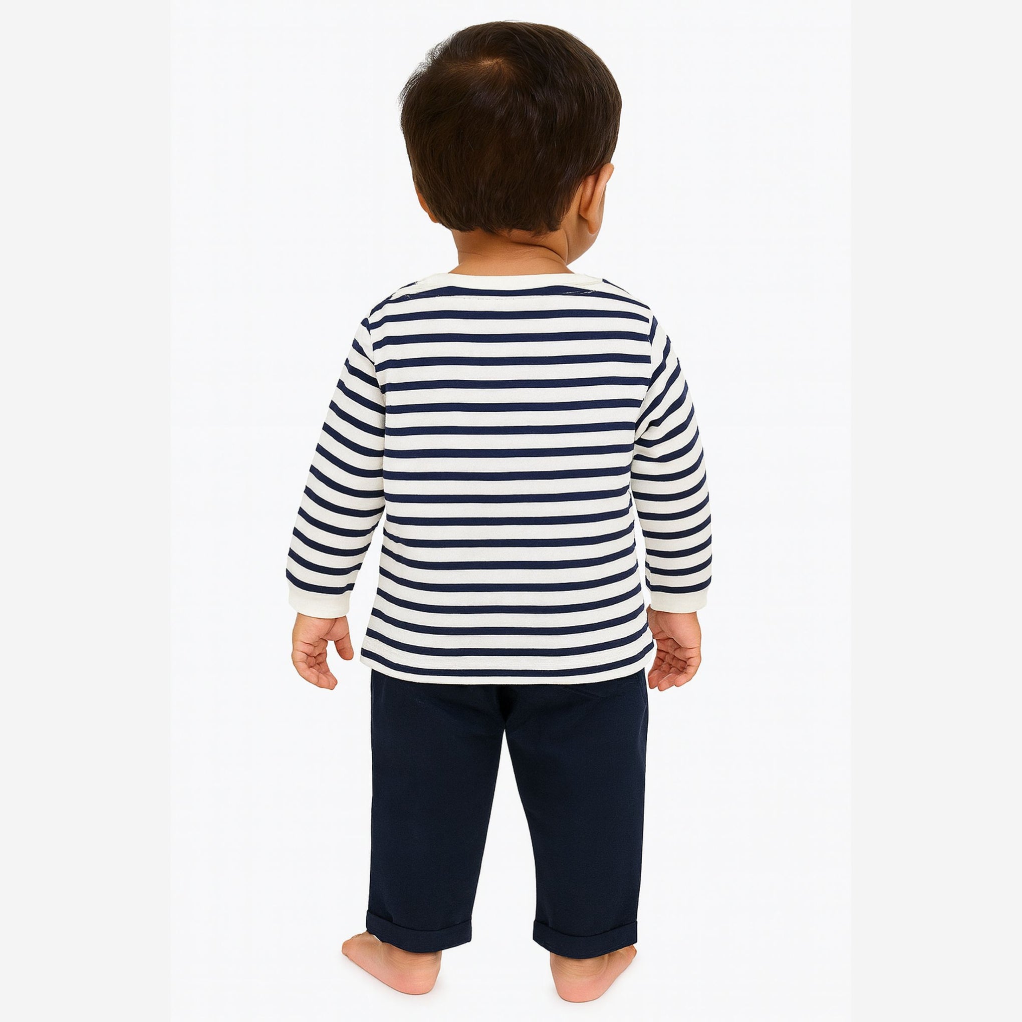 Ollypop “ROAR!” Striped Top & Solid Pants Set for Baby Boys (3–24 Months)