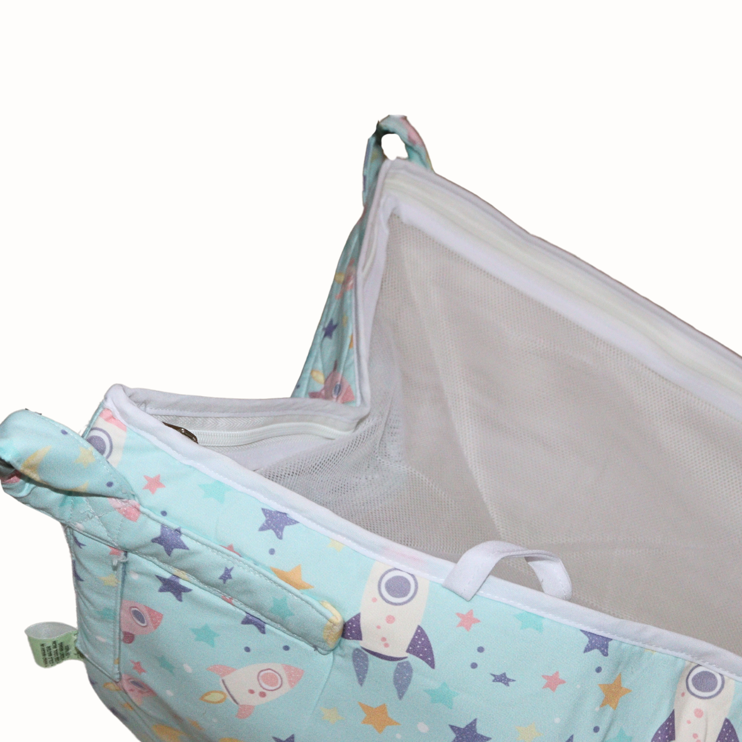 Smile Baby Rocket Moon Print Baby Cradle Cloth with Mosquito Net – Soft & Breathable Newborn Hammock