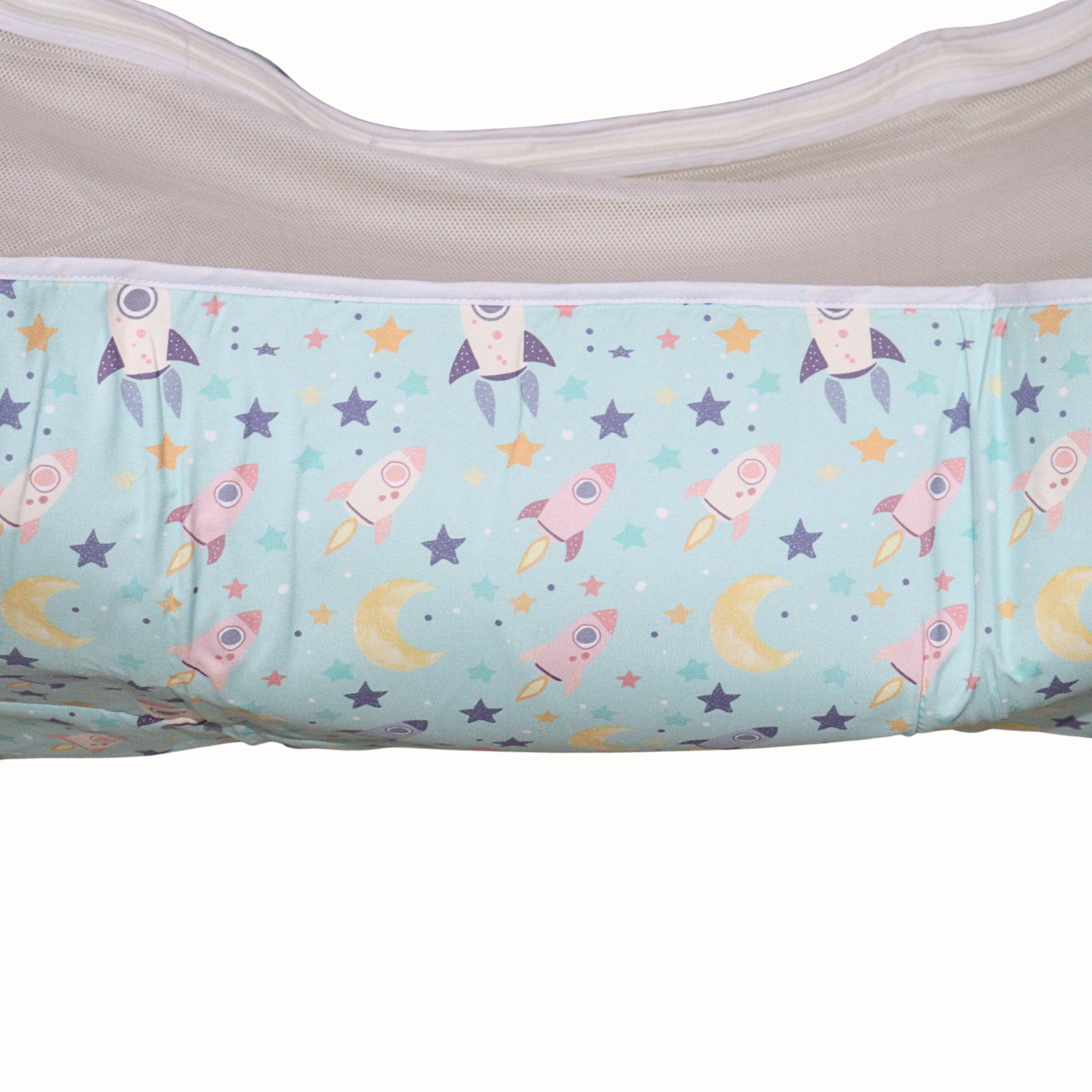 Smile Baby Rocket Moon Print Baby Cradle Cloth with Mosquito Net – Soft & Breathable Newborn Hammock