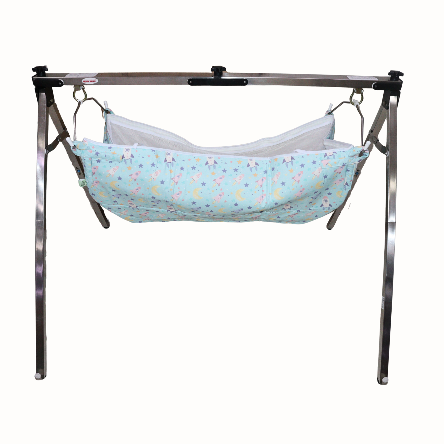 Smile Baby Rocket Moon Print Baby Cradle Cloth with Mosquito Net – Soft & Breathable Newborn Hammock
