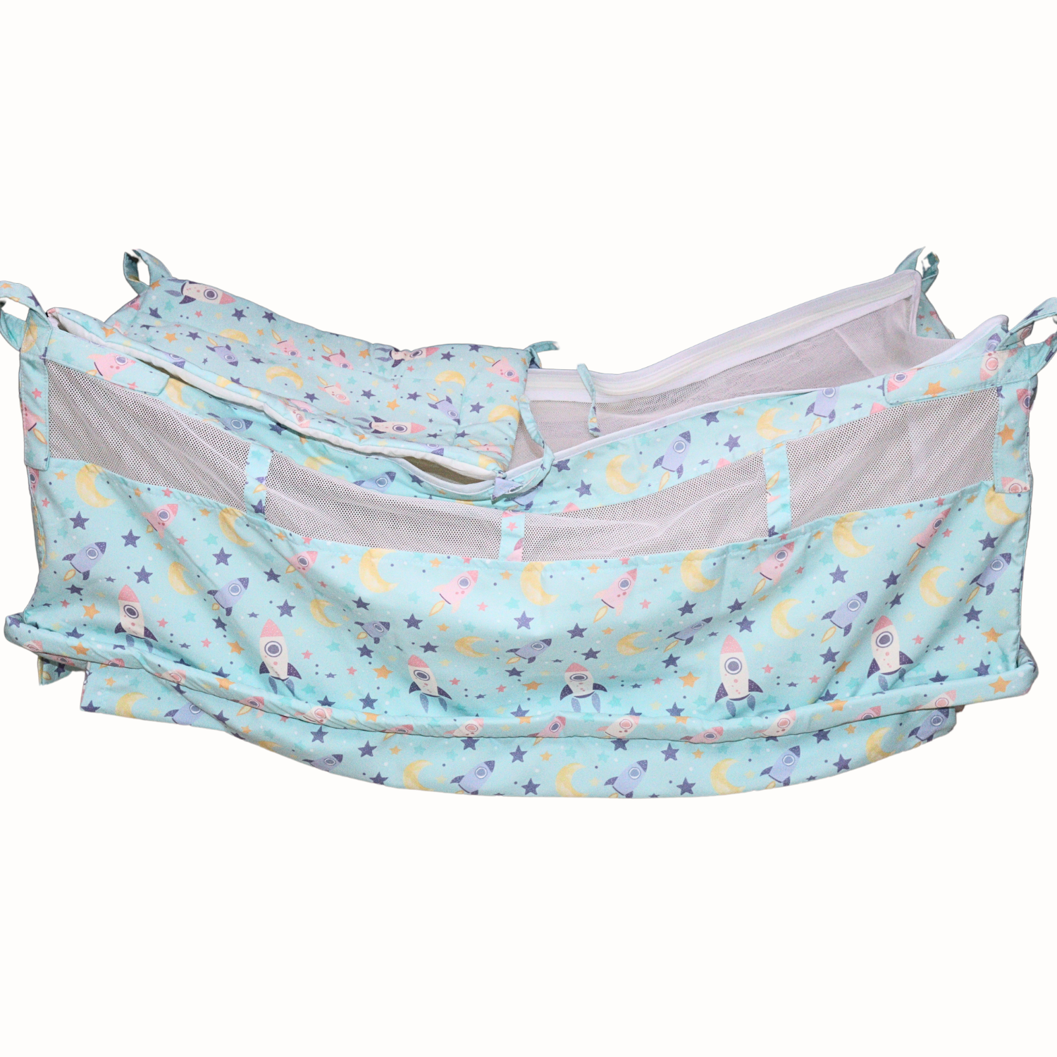 Smile Baby New Born Baby Khoya Cradle Cloth with Mosquito Net – Rocket Print Pure Cotton Baby Zoli Palana Hammock