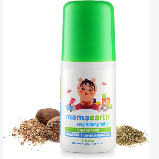 Mamaearth Easy Tummy Roll On for Colic & Gas Relief with Hing & Fennel Oil Contain Glycerin | Shea Butter | Aloe Vera | Almond Oil 40ml (For external use)