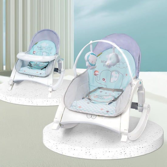 R for Rabbit Rock N Play Baby Rocker Baby Feeding Chair with Vibration and Soothing Music, Adjustable Backrest with Arc-Shaped Legs for Rocking Mode | 3 in 1 Functionality DetachableToy Bar (Green)