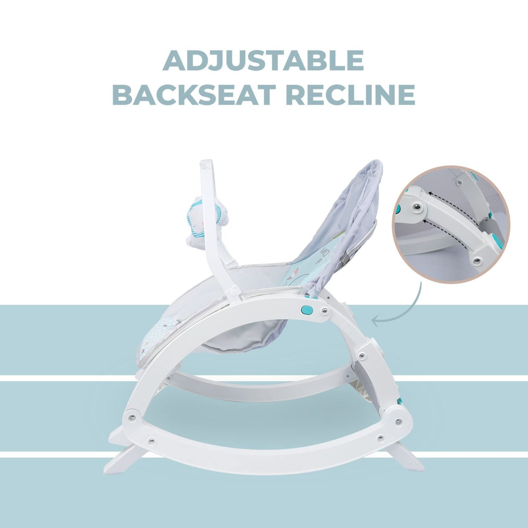 R for Rabbit Rock N Play Baby Rocker Baby Feeding Chair with Vibration and Soothing Music, Adjustable Backrest with Arc-Shaped Legs for Rocking Mode | 3 in 1 Functionality DetachableToy Bar (Green)