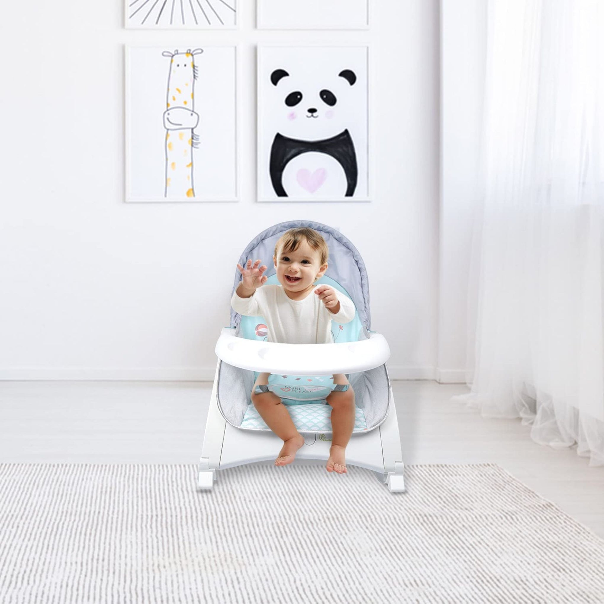 R for Rabbit Rock N Play Baby Rocker Baby Feeding Chair with Vibration and Soothing Music, Adjustable Backrest with Arc-Shaped Legs for Rocking Mode | 3 in 1 Functionality DetachableToy Bar (Green)
