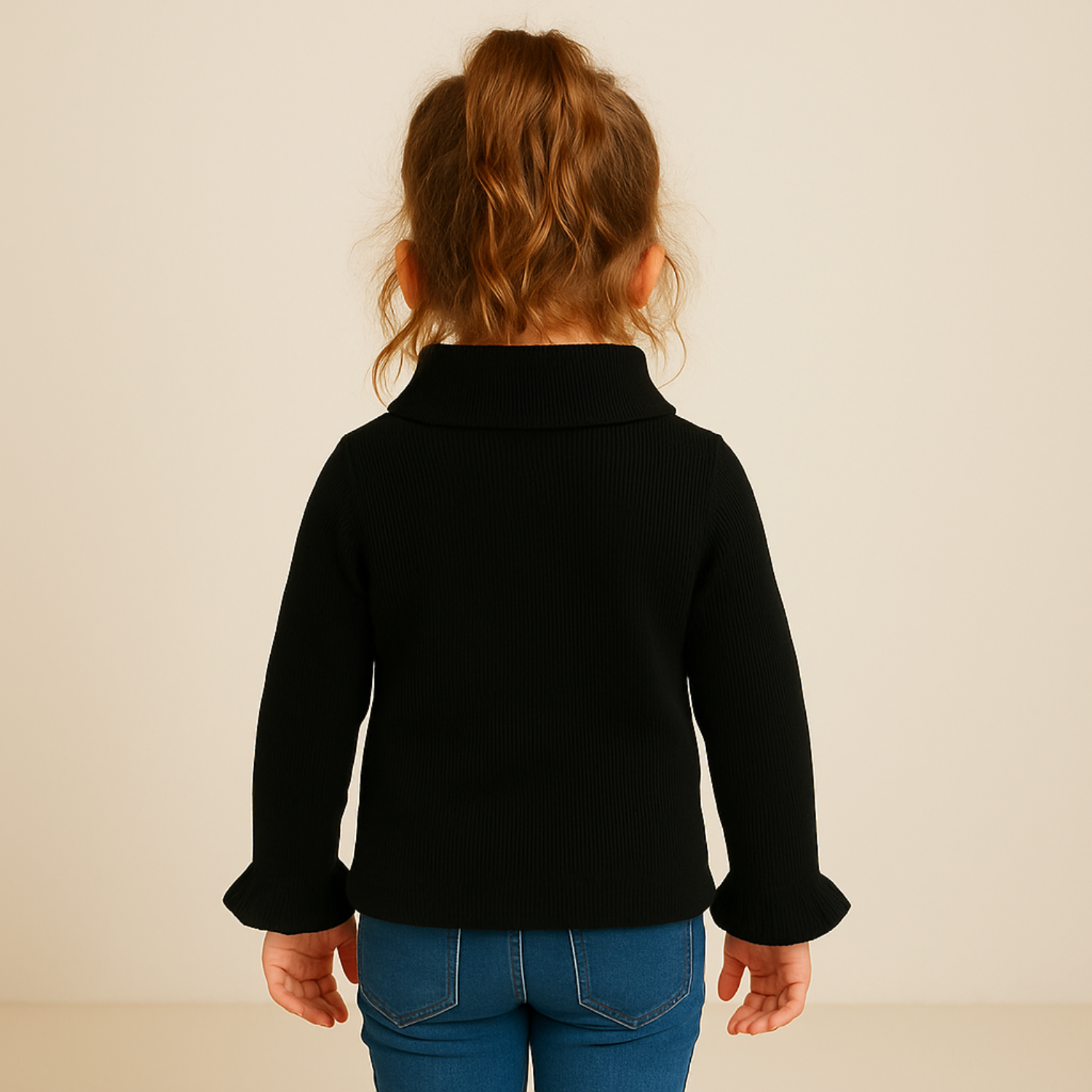 Smile Baby Girls’ Premium Ribbed Collar Sweater (1–5 Years) – Multiple Colors