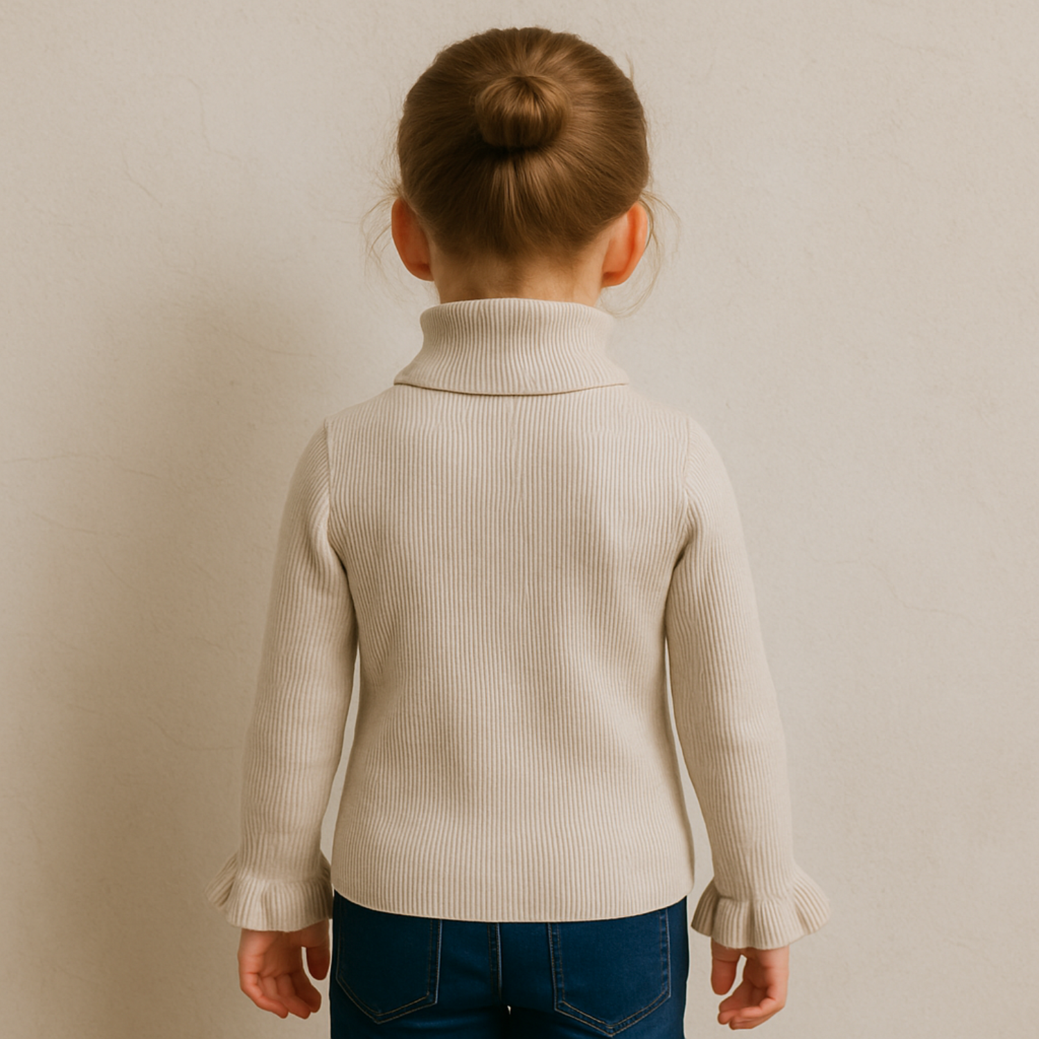 Smile Baby Girls’ Premium Ribbed Collar Sweater (1–5 Years) – Multiple Colors