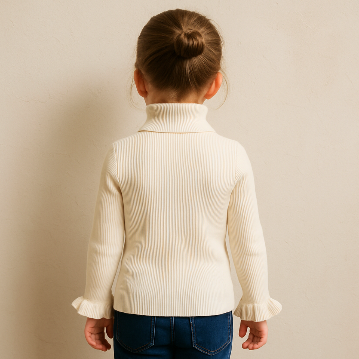 Smile Baby Girls’ Premium Ribbed Collar Sweater (1–5 Years) – Multiple Colors