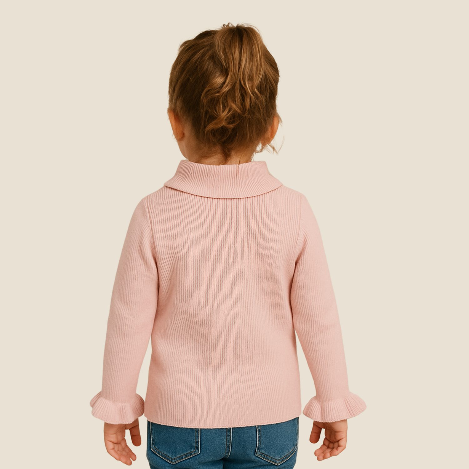 Smile Baby Girls’ Premium Ribbed Collar Sweater (1–5 Years) – Multiple Colors