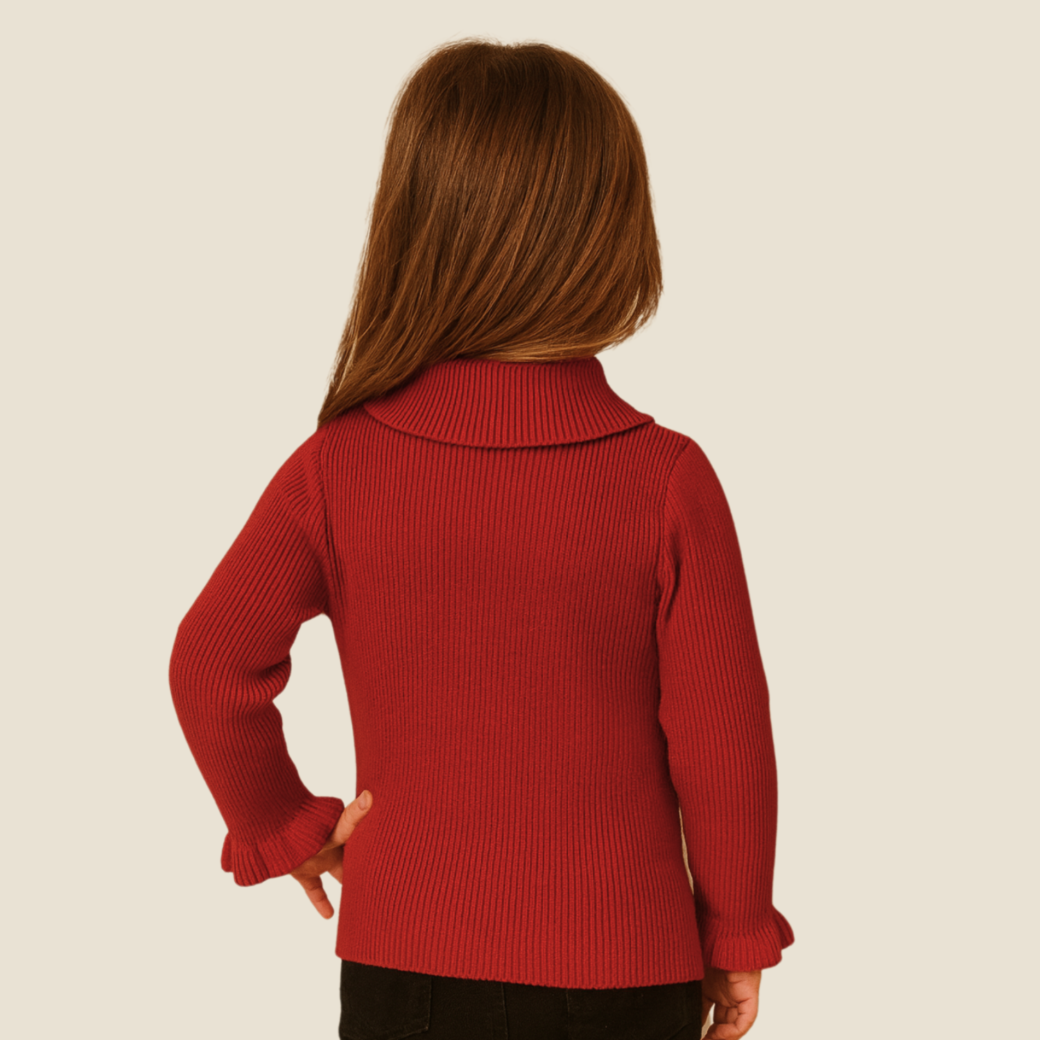 Smile Baby Girls’ Premium Ribbed Collar Sweater (1–5 Years) – Multiple Colors