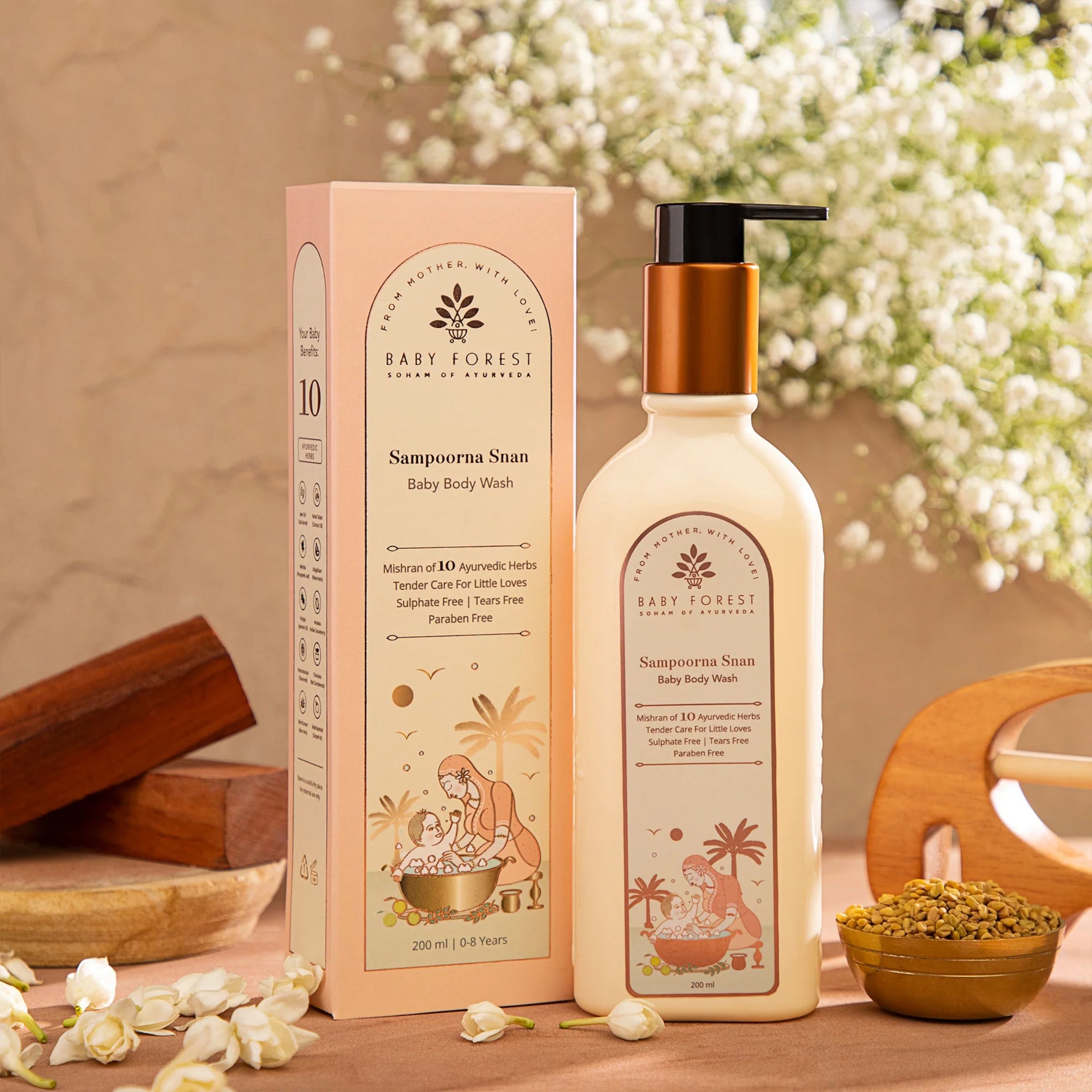 Baby Forest Sampoorna Snan Baby Body Wash | Ayurvedic, Tear-Free & Gentle Daily Cleanse for Babies