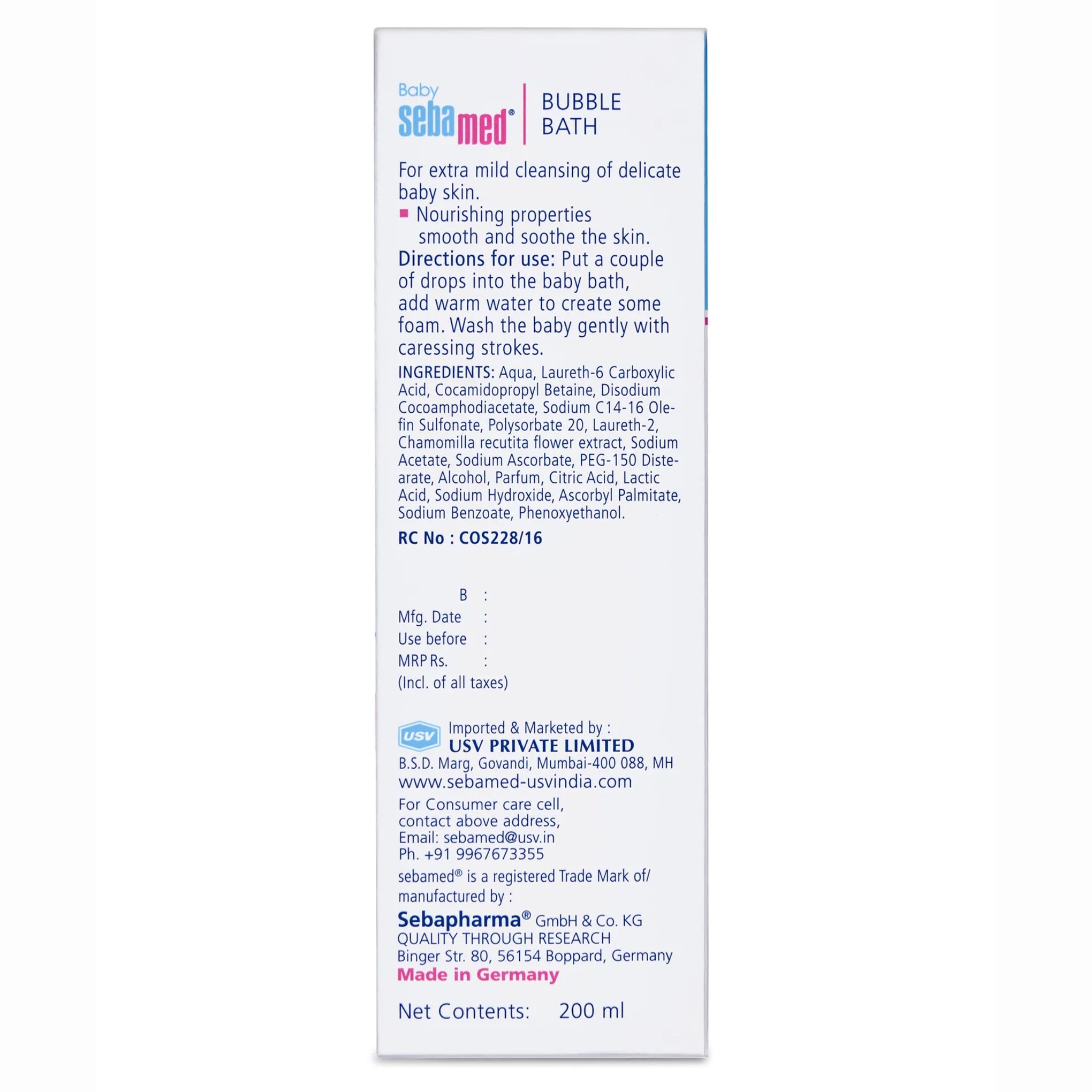 Sebamed Baby Bubble Bath|pH 5.5|With Chamomile|No Tears |200 ml