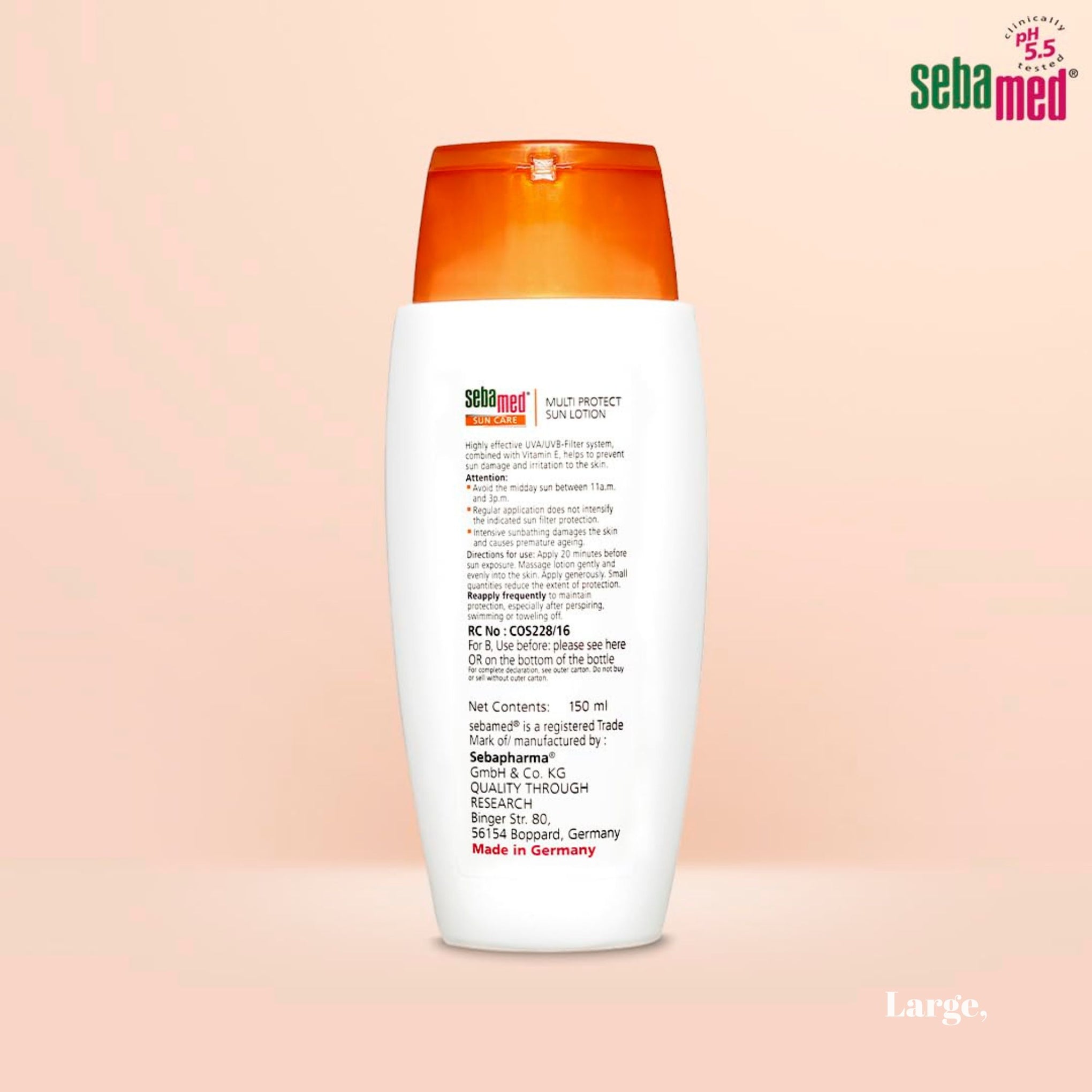Sebamed Multi Protect Sun lotion SPF 50, 150 ml I UVA/UVB Protection filter I Water resistant sunscreen with pH 5.5 I Vitamin E I men & women I Suitable for children I Clinically tested.