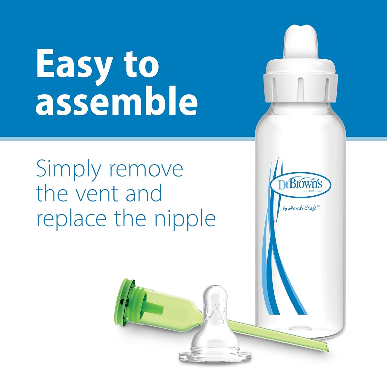 Dr. Brown's Options+ Narrow Neck Sippy Spouts for Baby Bottles | 100% Silicone Spill-Proof Transition Spout | Fits 4oz & 8oz Narrow Bottles | BPA-Free | 2 Pack