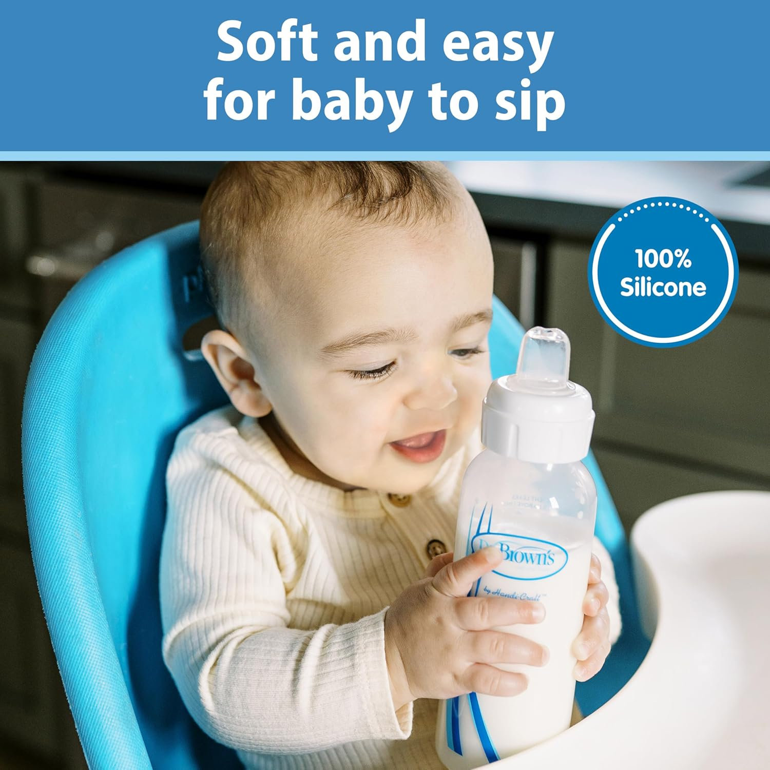 Dr. Brown's Options+ Narrow Neck Sippy Spouts for Baby Bottles | 100% Silicone Spill-Proof Transition Spout | Fits 4oz & 8oz Narrow Bottles | BPA-Free | 2 Pack