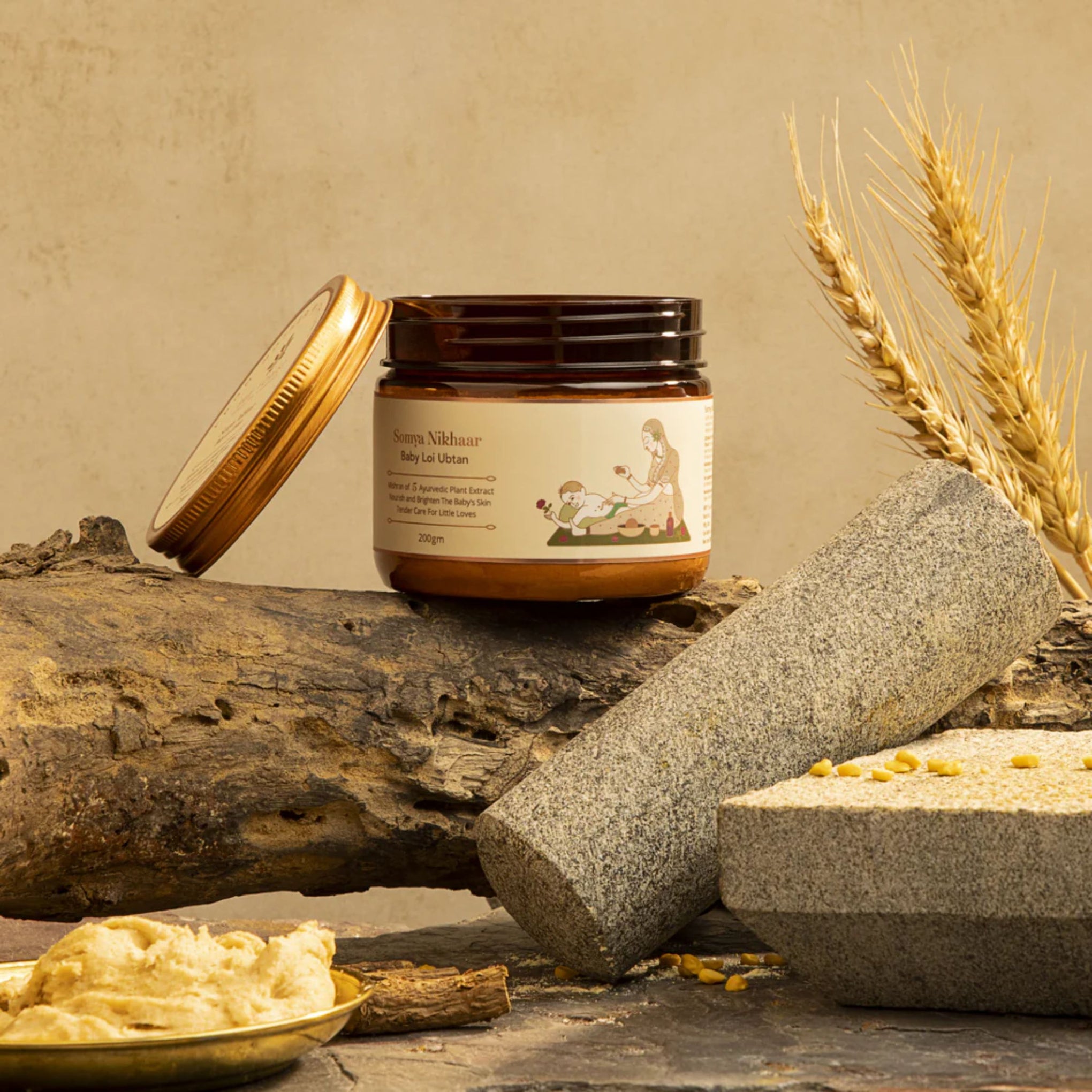 Baby Forest Somya Nikhaar Baby Loi Ubtan-With Wheat Flour & Turmeric-Soothes Inflammation, Nourishes & Brightens Skin