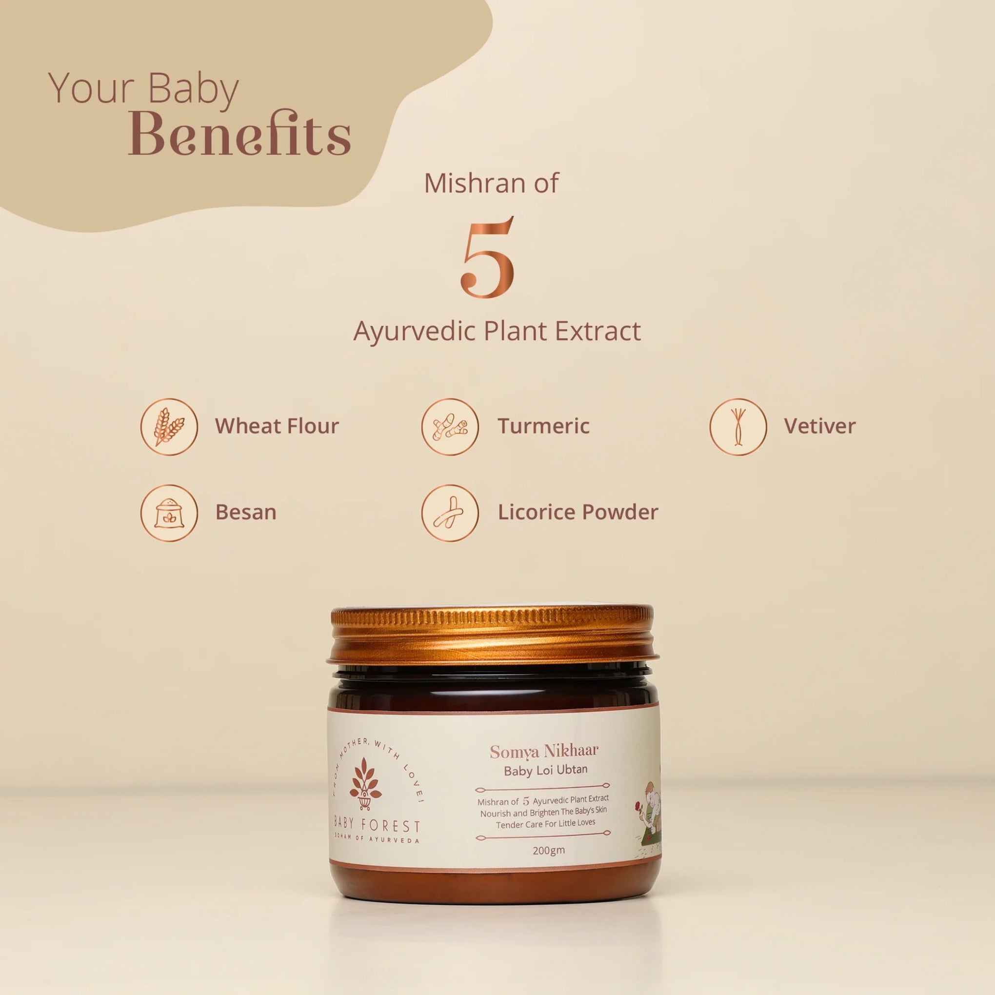 Baby Forest Somya Nikhaar Baby Loi Ubtan-With Wheat Flour & Turmeric-Soothes Inflammation, Nourishes & Brightens Skin
