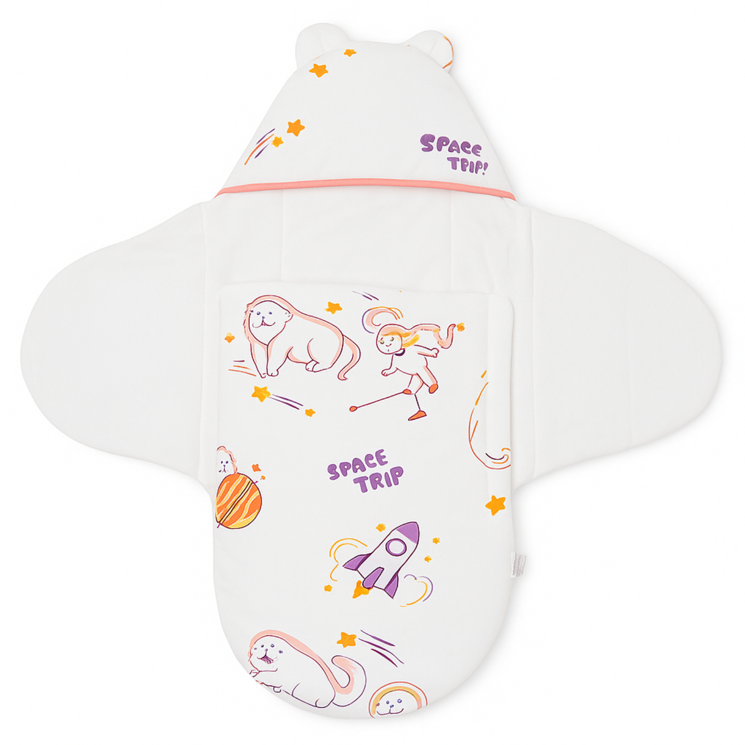 Smile Baby “Space Trip” Baby Swaddle Wrap with Hood – 0-6 Months