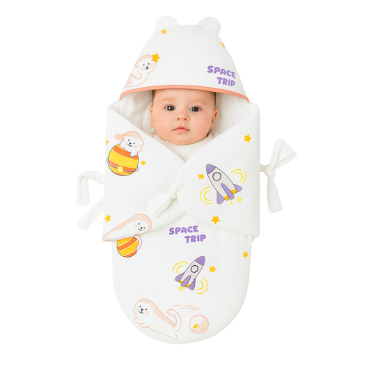 Smile Baby “Space Trip” Baby Swaddle Wrap with Hood – 0-6 Months