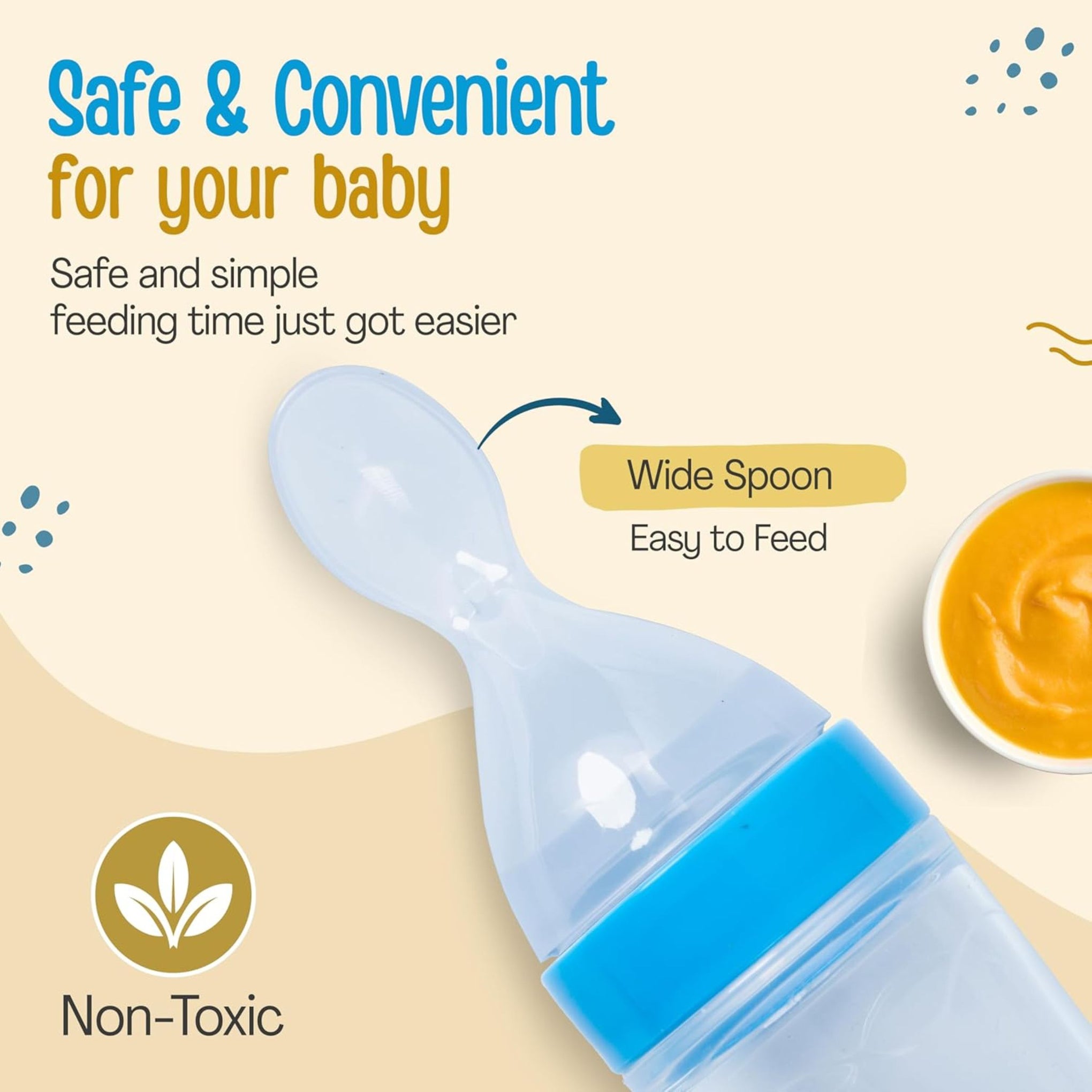 LuvLap Silicone Easy Squeezy Baby Spoon Food Feeder, 4M+, (Blue)