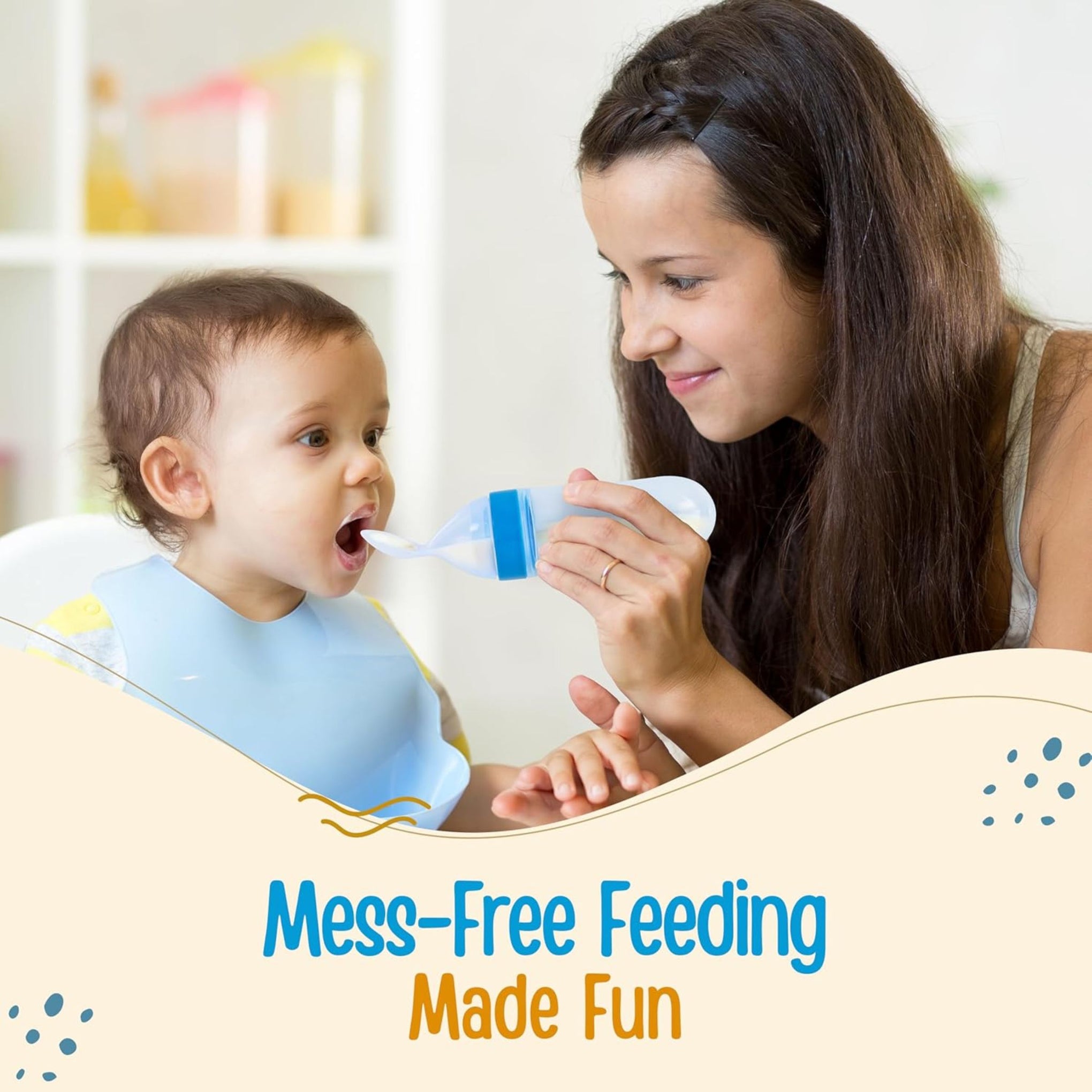 LuvLap Silicone Easy Squeezy Baby Spoon Food Feeder, 4M+, (Blue)