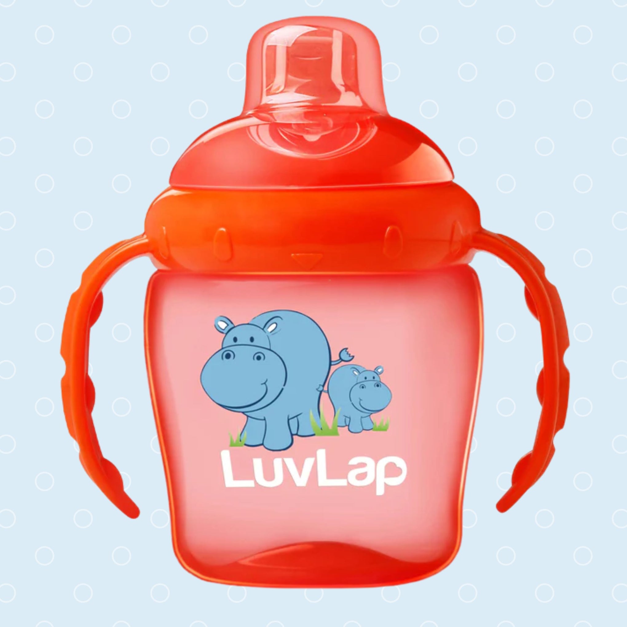 LuvLap Hippo Spout Sipper For Kids 225ml, Anti-Spill Sippy Cup with Soft Silicone Spout , Sipper with Handles (Orange)