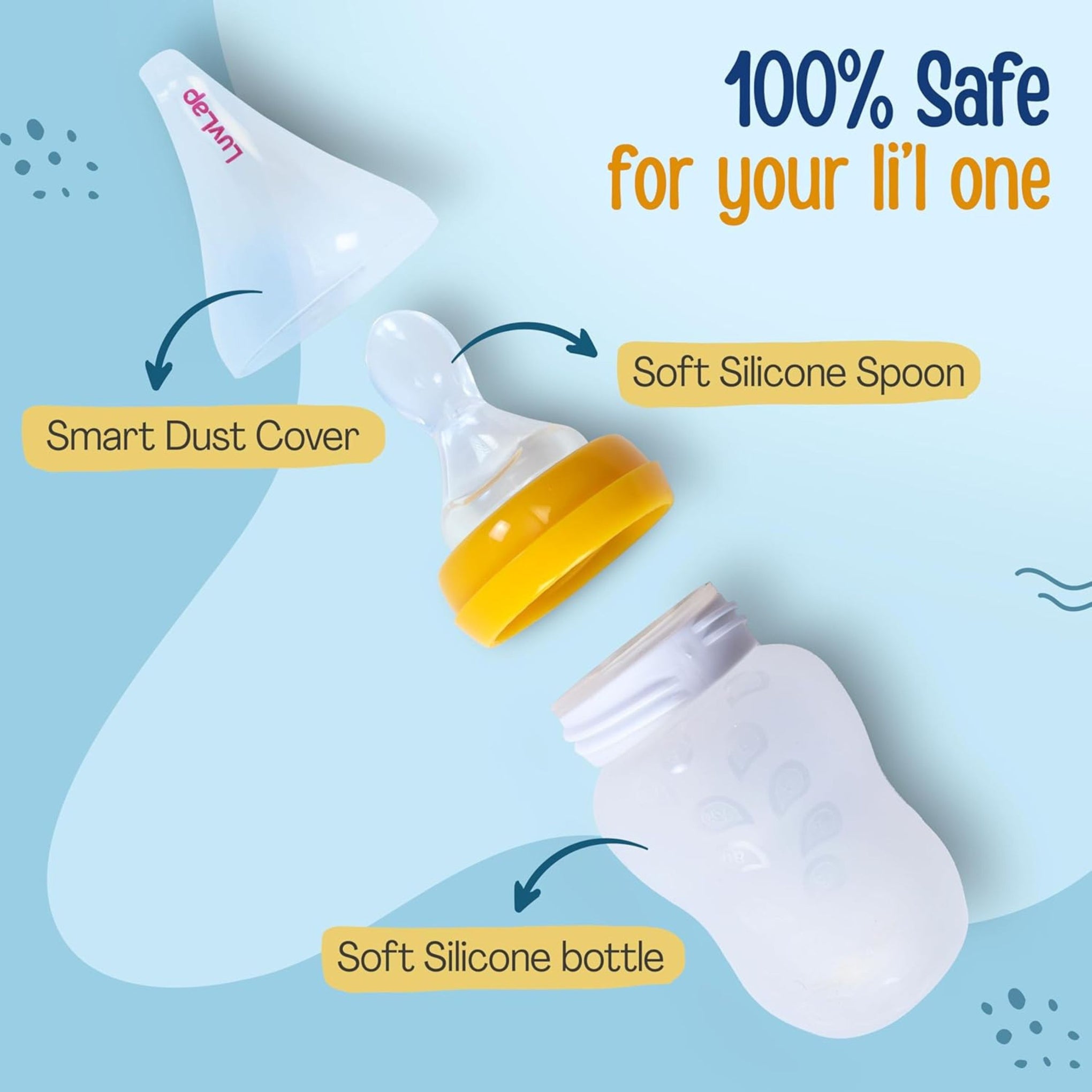 LuvLap Silicone Easy Squeezy Baby Spoon Food Feeder, 4M+, 180ml, (Yellow)