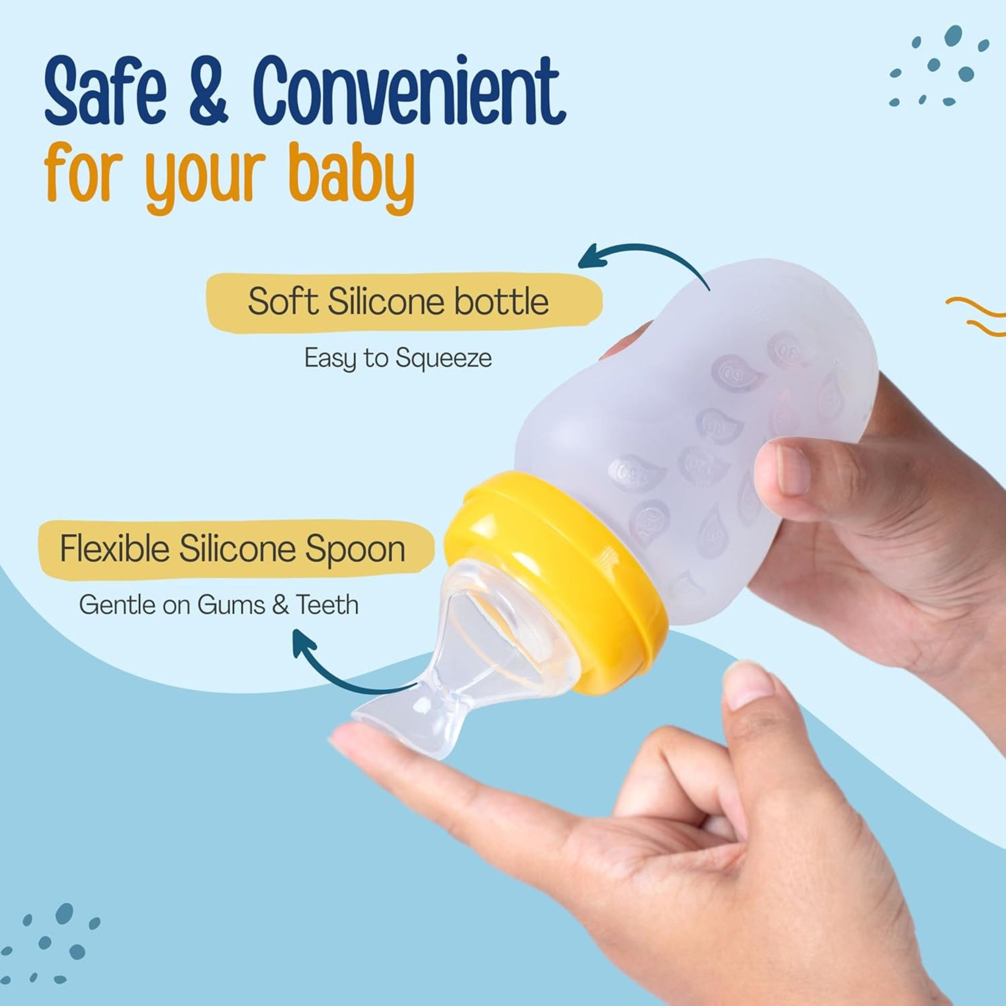 LuvLap Silicone Easy Squeezy Baby Spoon Food Feeder, 4M+, 180ml, (Yellow)