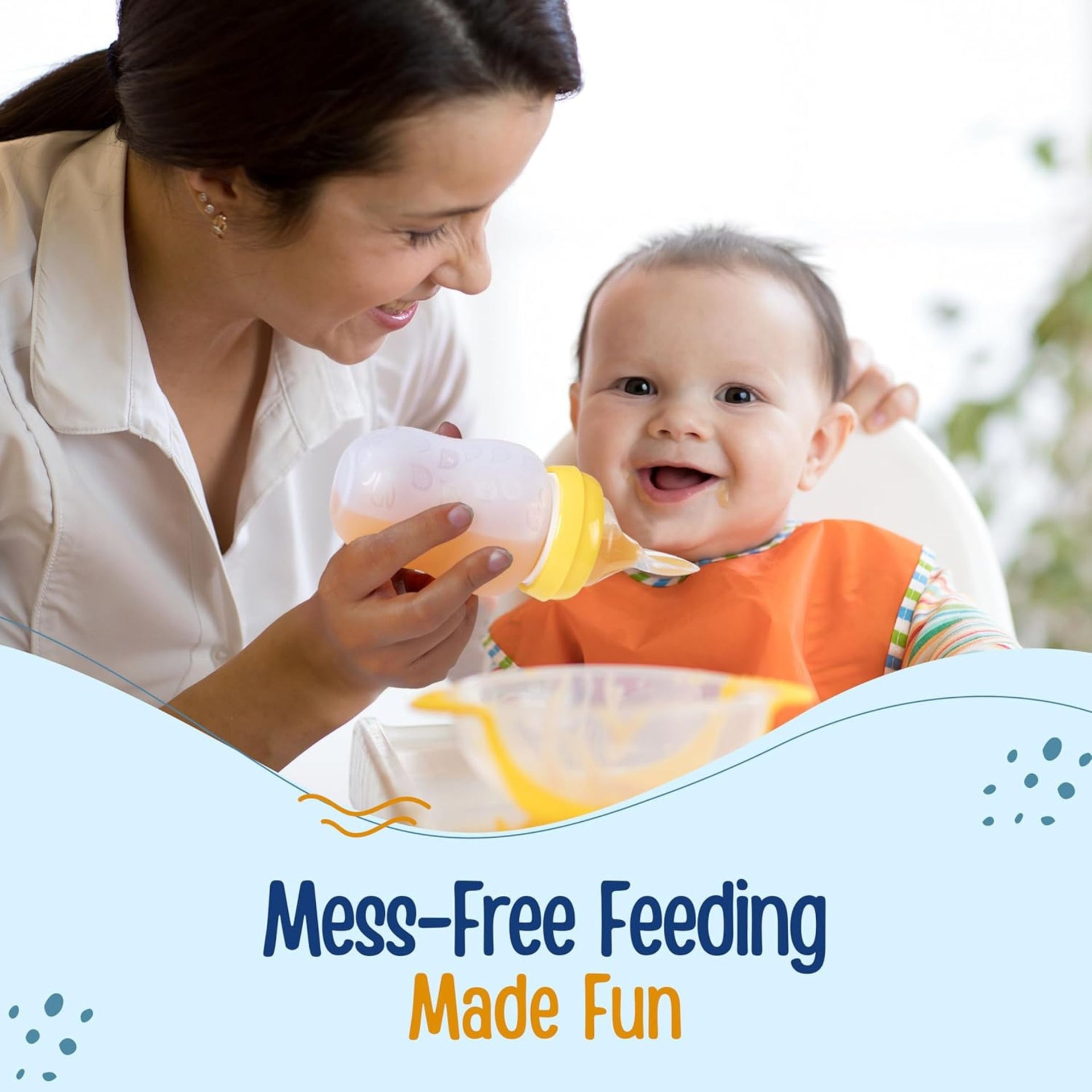 LuvLap Silicone Easy Squeezy Baby Spoon Food Feeder, 4M+, 180ml, (Yellow)