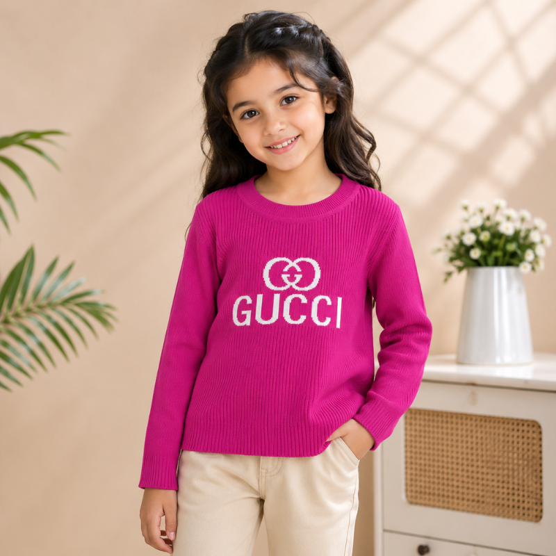 Smile Baby Girls Ribbed Knit Sweater | Full Sleeve Winter Sweater for Girls