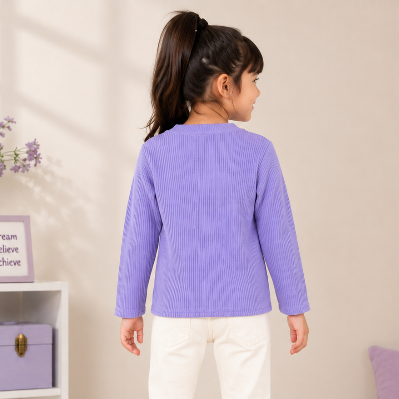 Smile Baby Girls Ribbed Full Sleeve Top | Trendy Casual Winter Top