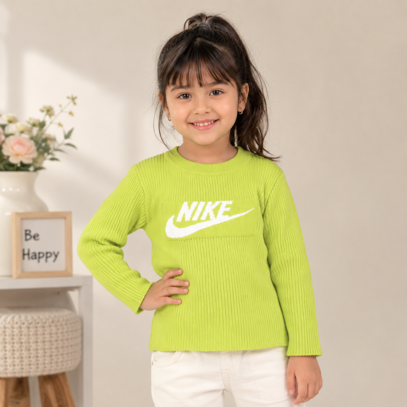 Smile Baby Girls Ribbed Full Sleeve Top | Trendy Casual Winter Top