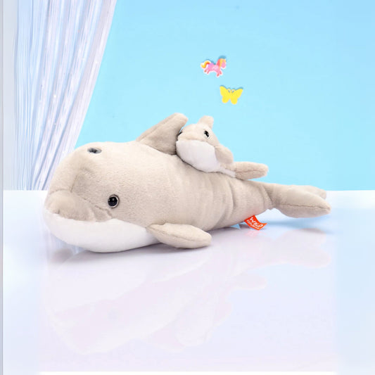 Wild Republic Mom Baby Dolphin Soft Toy Light Grey - Length 44 cm