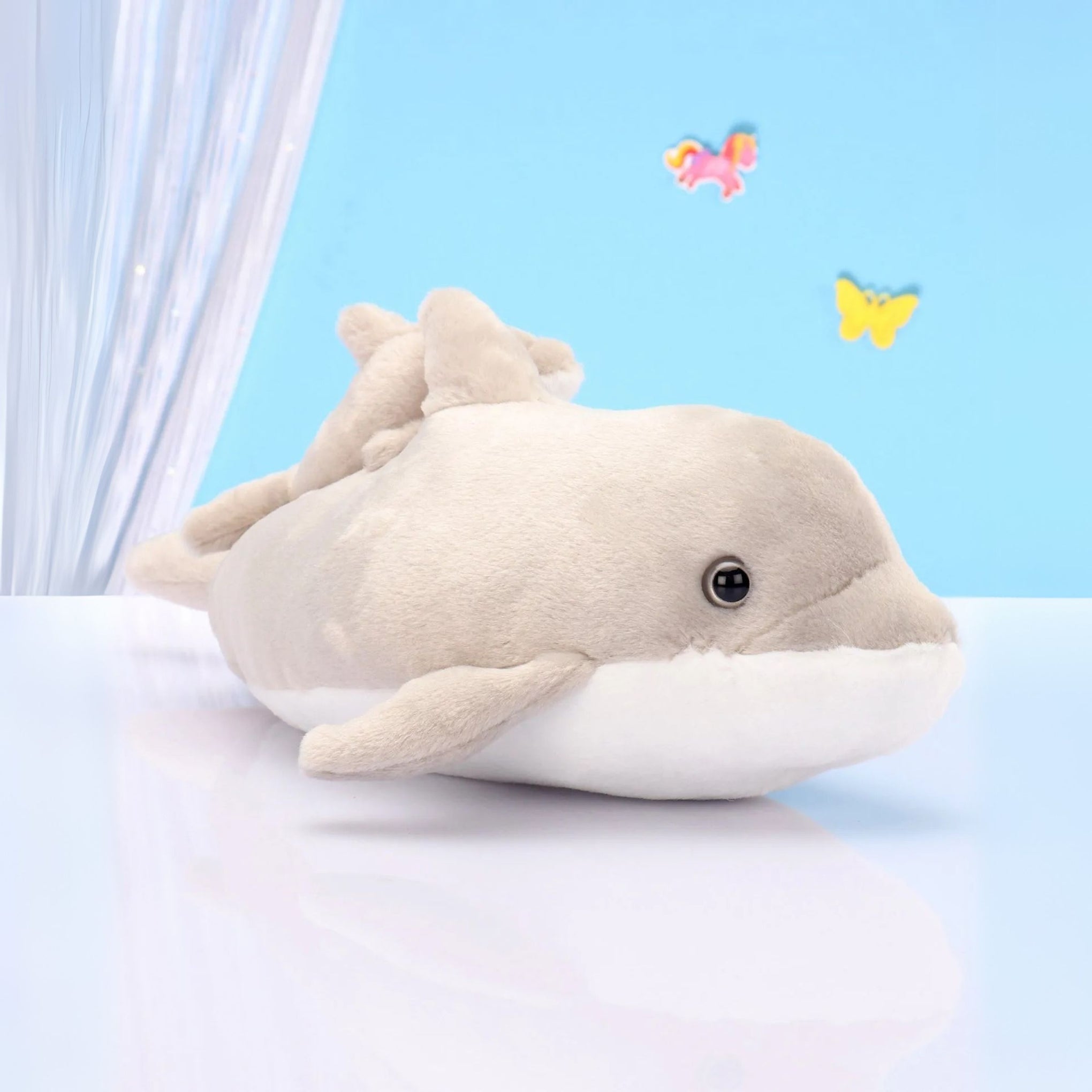 Wild Republic Mom Baby Dolphin Soft Toy Light Grey - Length 44 cm