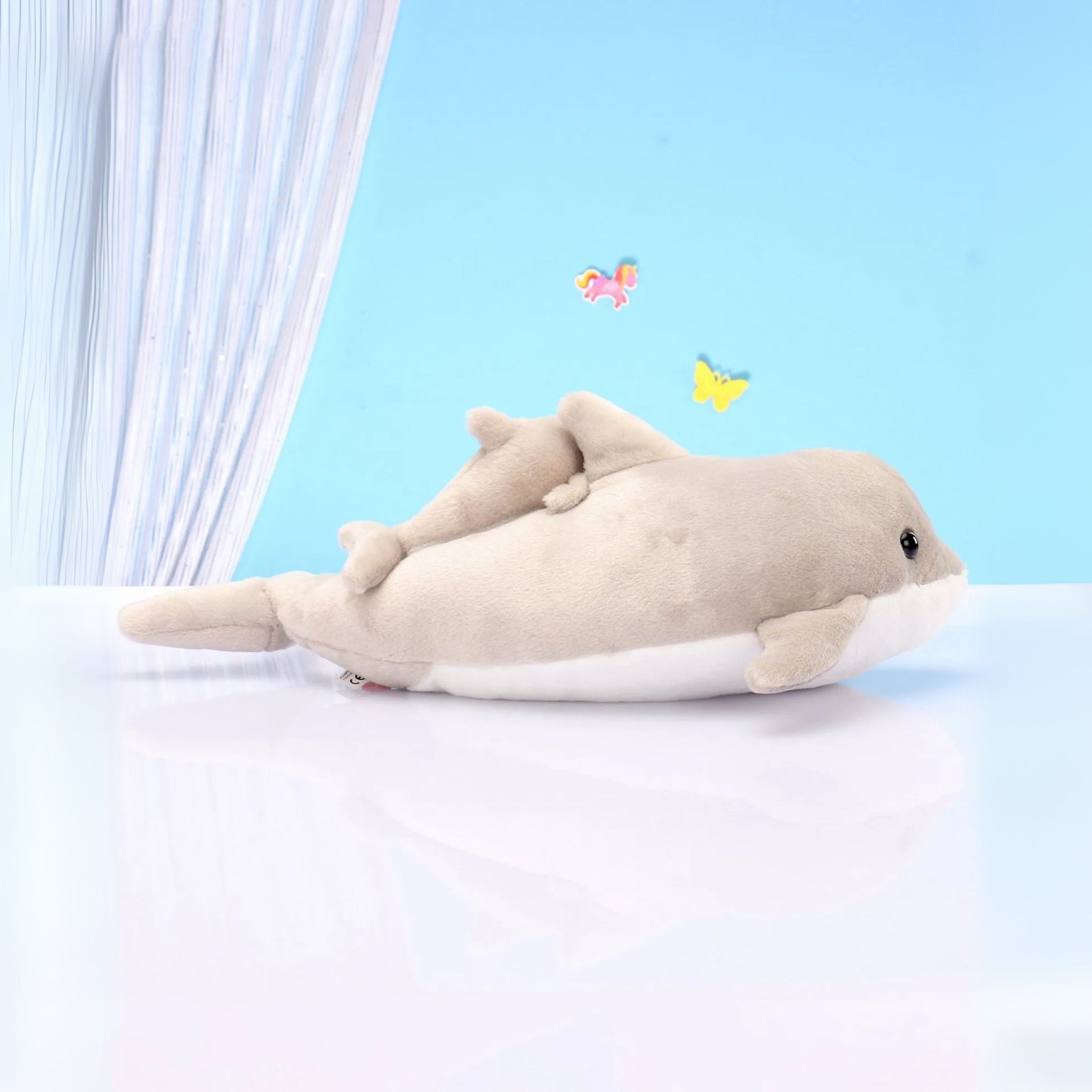 Wild Republic Mom Baby Dolphin Soft Toy Light Grey - Length 44 cm