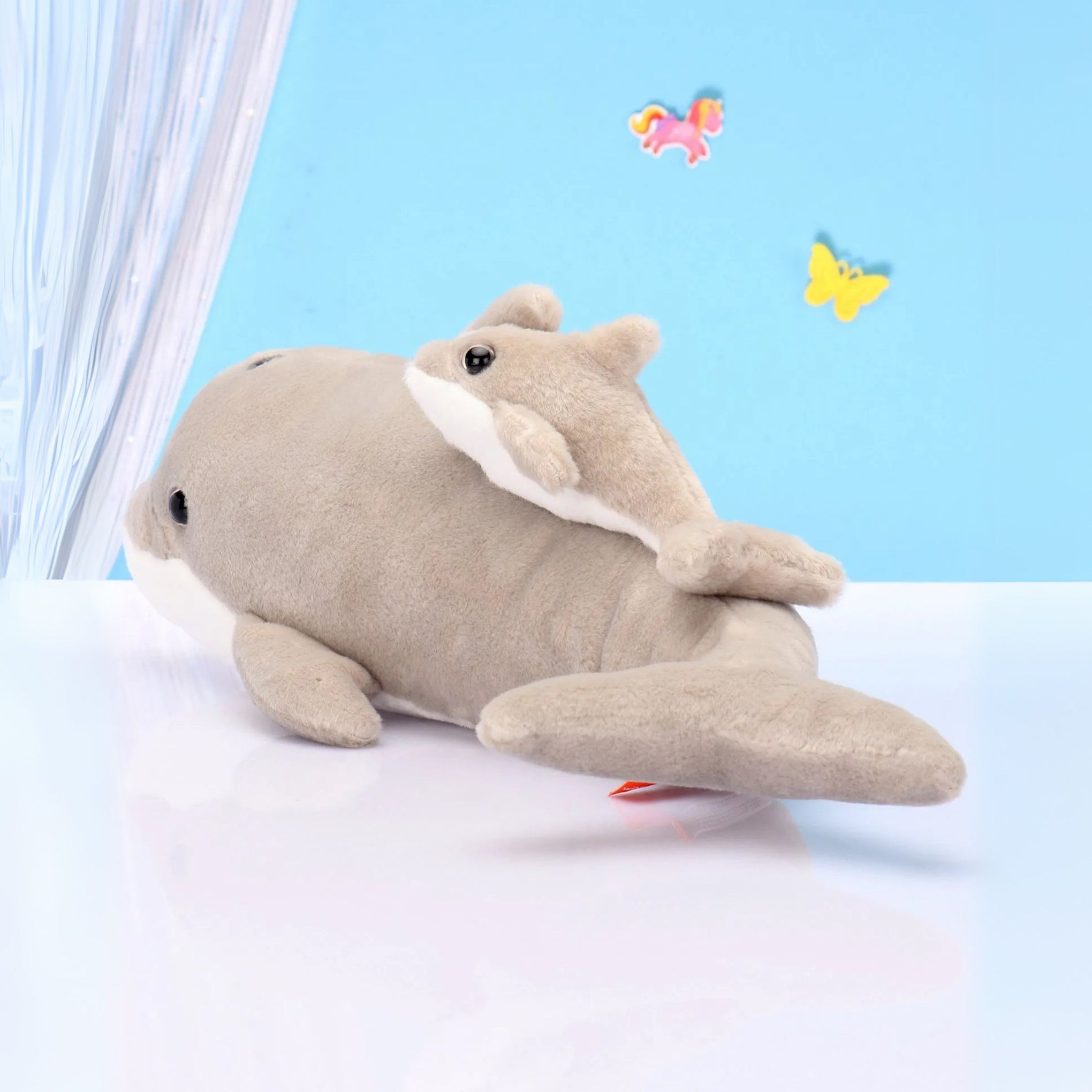 Wild Republic Mom Baby Dolphin Soft Toy Light Grey - Length 44 cm