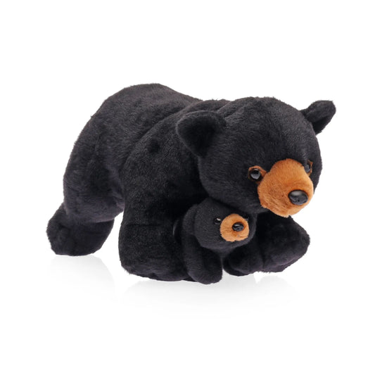 Wild Republic Mom & Baby Polar Bear Huggable Soft Toy Black - Length 37 cm