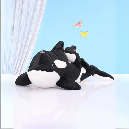 WILD REPUBLIC Mom and Baby Dolphin Black, Stuffed Animal, 14 Inches, Gift for Kids, Plush Toy, SOFT TOYS
