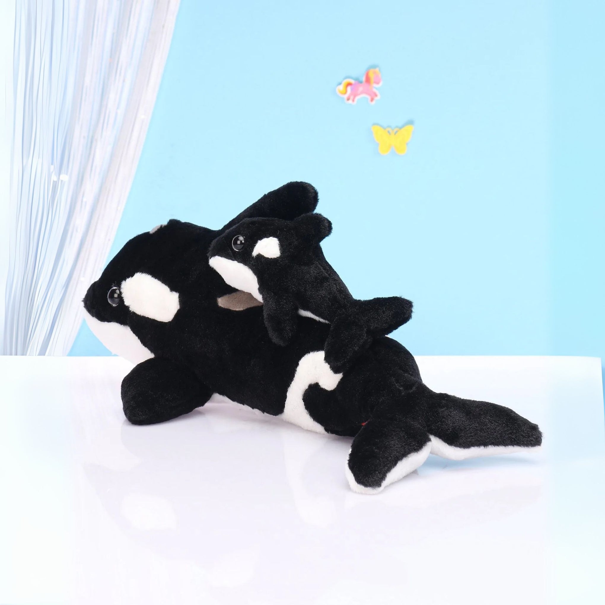 WILD REPUBLIC Mom and Baby Dolphin Black, Stuffed Animal, 14 Inches, Gift for Kids, Plush Toy, SOFT TOYS