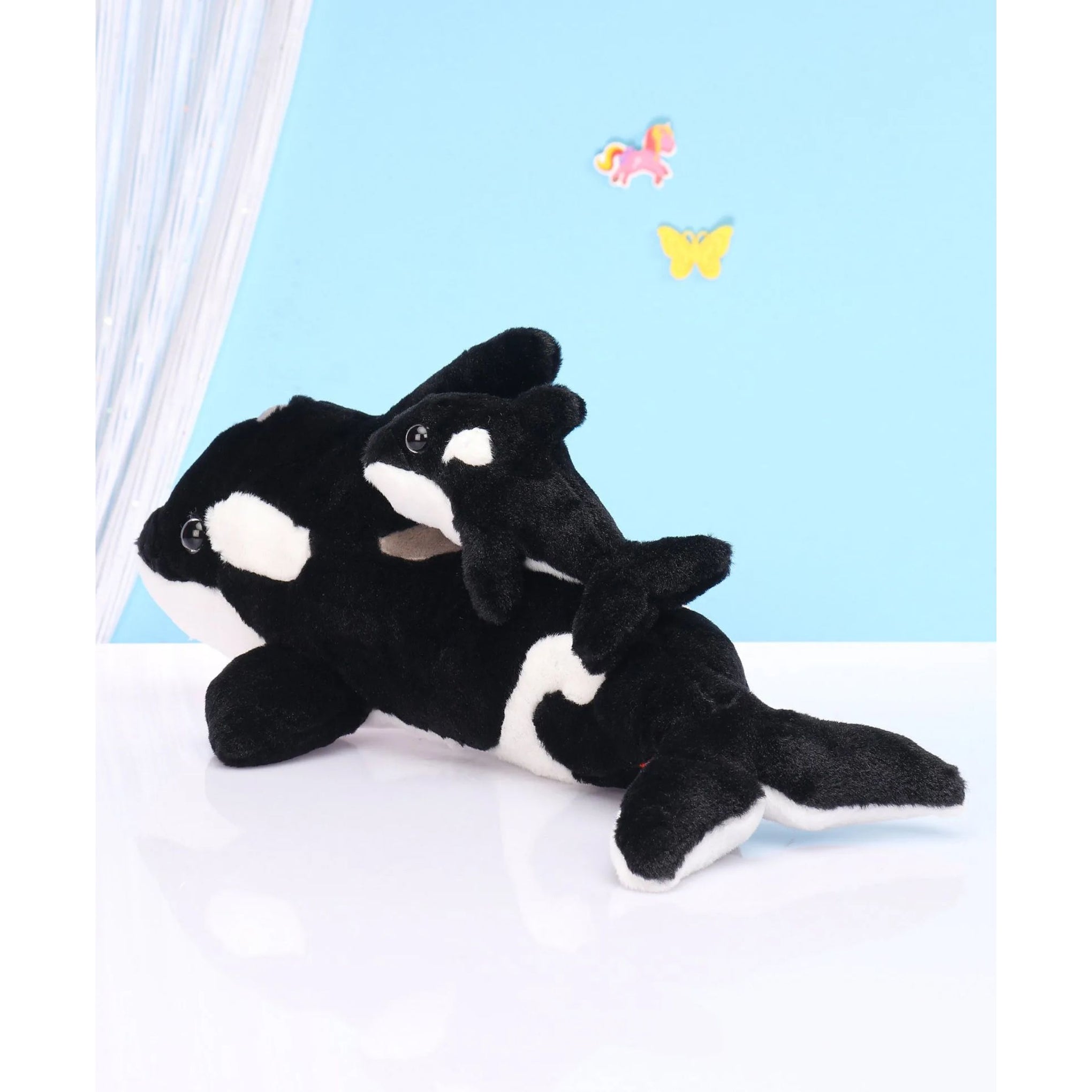 WILD REPUBLIC Mom and Baby Dolphin Black, Stuffed Animal, 14 Inches, Gift for Kids, Plush Toy, SOFT TOYS