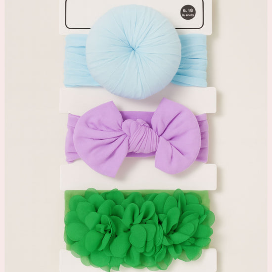 smile baby  Soft Fabric Headband Set – Pack of 3 |  Knotted, Bow, and Floral Designs | Newborn to 12 Months | 6 Variants