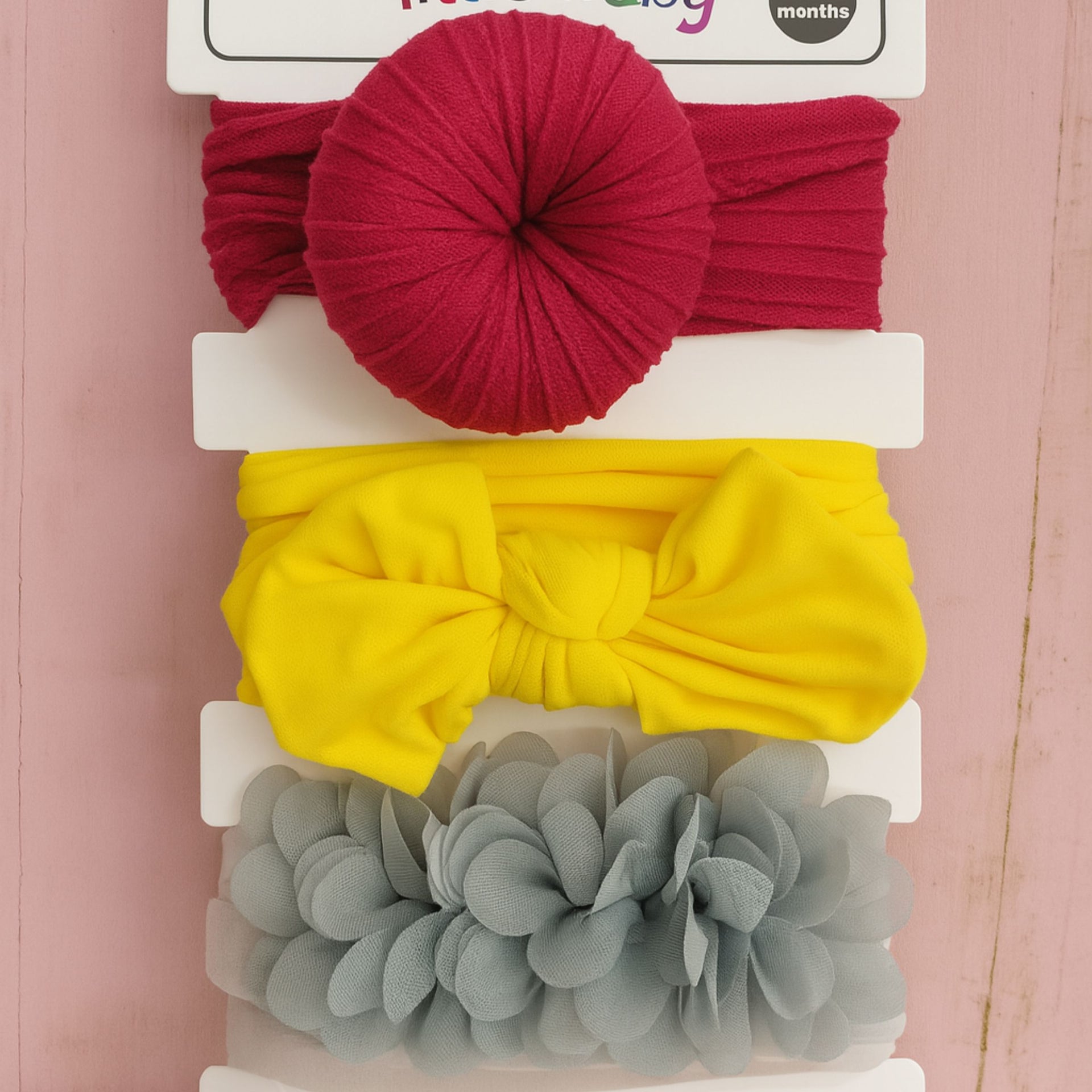 smile baby  Soft Fabric Headband Set – Pack of 3 |  Knotted, Bow, and Floral Designs | Newborn to 12 Months | 6 Variants