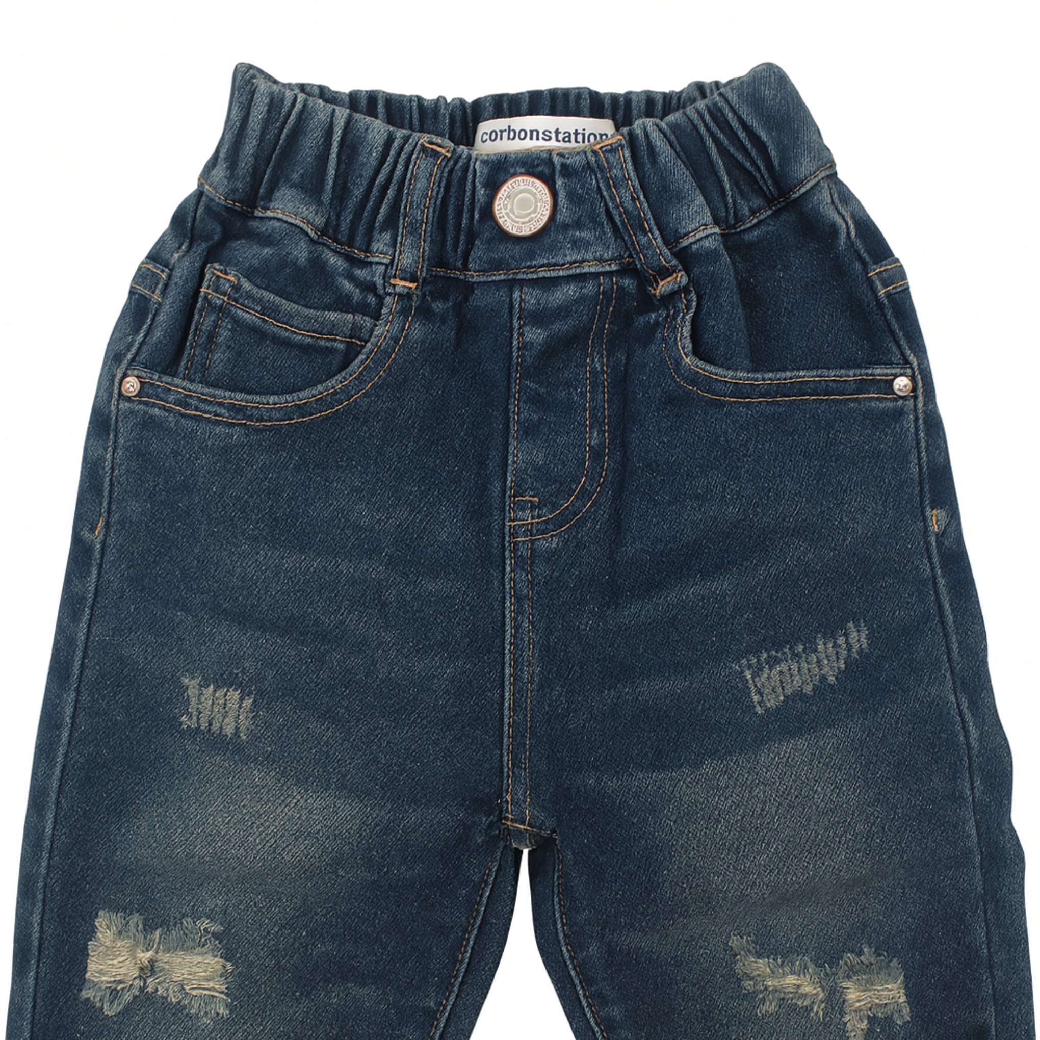 Smile Baby Boys Dark Denim Jeans (Age 3–9 Years) – Stylish Distressed Fit