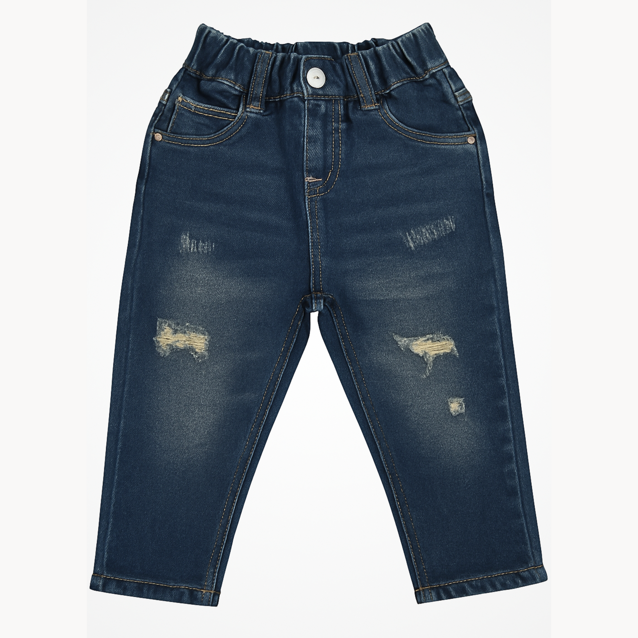 Smile Baby Boys Dark Denim Jeans (Age 3–9 Years) – Stylish Distressed Fit