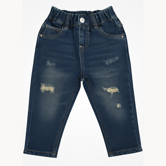 Smile Baby Boys Dark Denim Jeans (Age 3–9 Years) – Stylish Distressed Fit