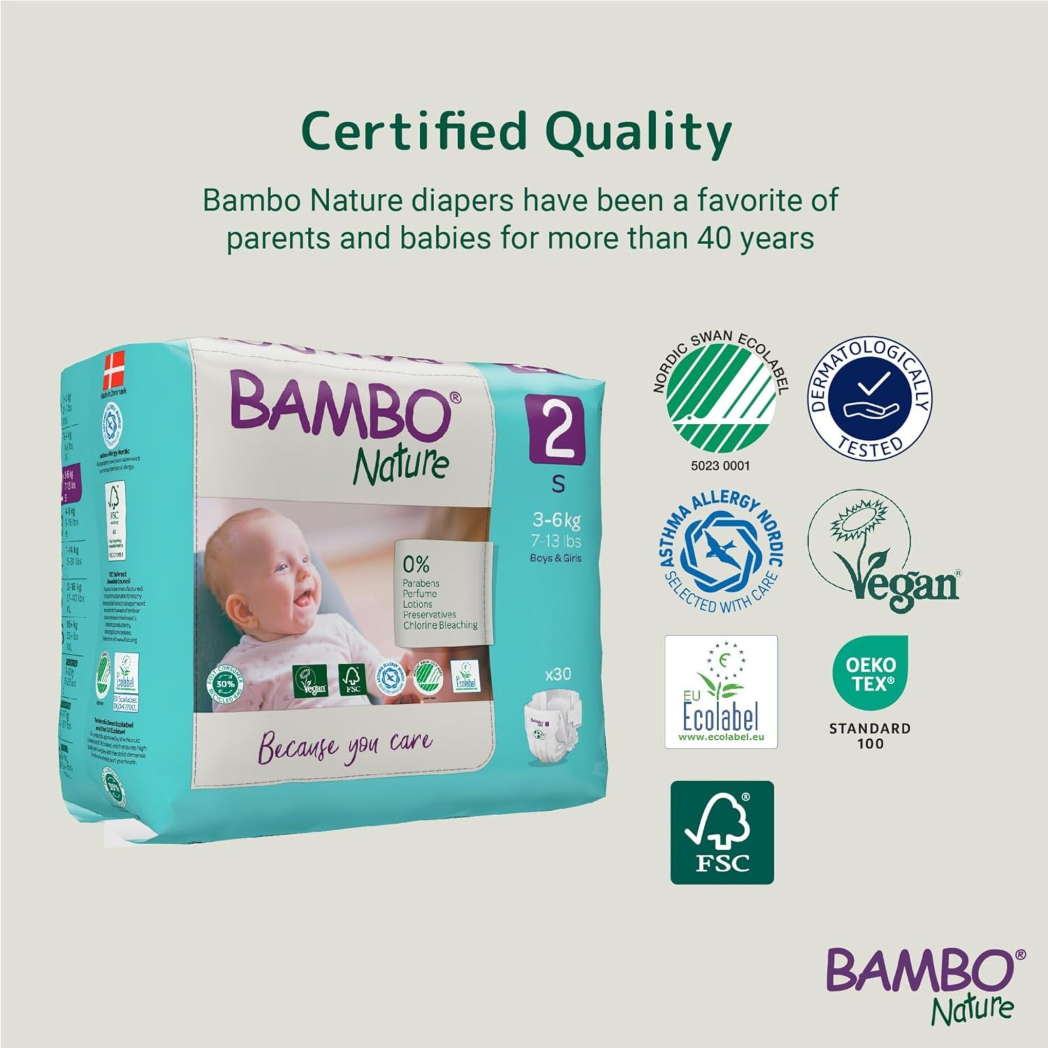 Bambo Nature Baby Diapers Size 2 (S) | 3–6 kg | Eco-Friendly, Ultra Soft, Rash-Free Protection