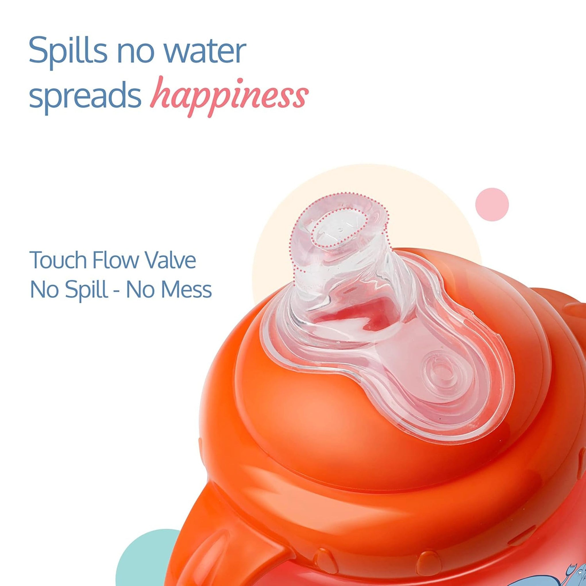 LuvLap Hippo Spout Sipper For Kids 225ml, Anti-Spill Sippy Cup with Soft Silicone Spout , Sipper with Handles (Orange)