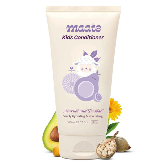 Maate Marula & Baobab Kids Conditioner 150 ml | For Curly & Frizzy Hair | Naturally Nourishes and Hydrates Hair | Enriched With Coconut & Olive Oil | Vegan | Tangle-Free | For Kid 3 Years and Older