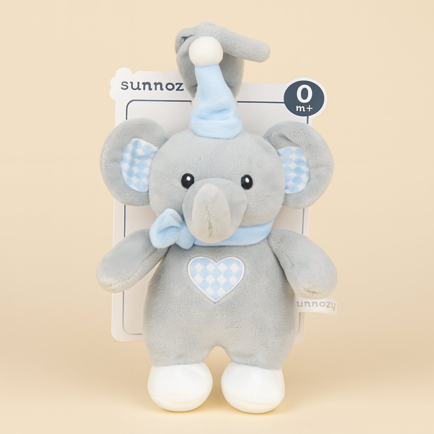 Smile Baby Soft Plush Elephant Toy – Ultra-Cuddly Grey & Blue Stuffed Animal for Infants | Safe for Newborns | Baby Shower Gift